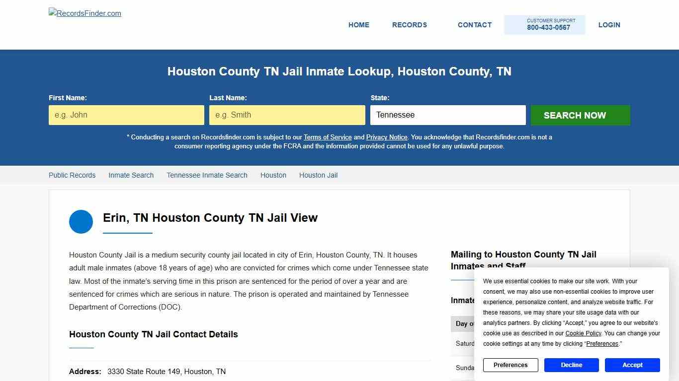 Houston County TN Jail Roster & Inmate Lookup